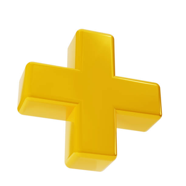istock Realistic 3d yellow golden plus, add sign icon. Decorative arithmetic element, education maths, mathematical or medical symbol. Abstract illustration isolated clipping path 1563292258