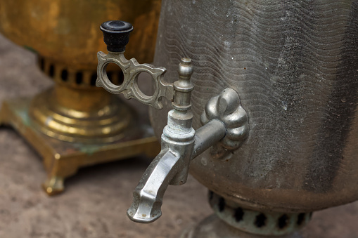 Old soviet samovar in the yard