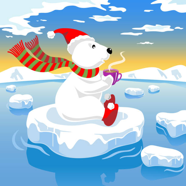 ilustrações de stock, clip art, desenhos animados e ícones de café urso polar no gelo - arctic bay