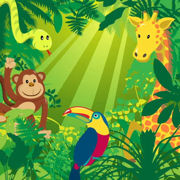 Vector illustration of Jungle Animals