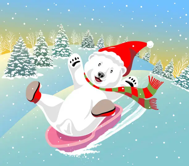 Vector illustration of Polar Bear Sledding