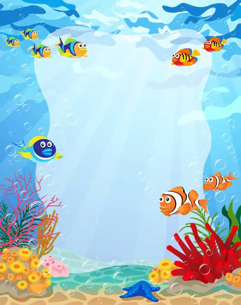 Vector illustration of Under The Sea Poster with Copy Space