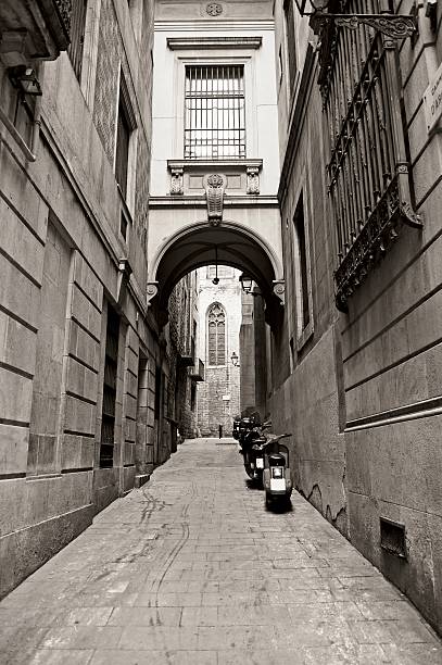 istock Barcelona narrow street 156330223
