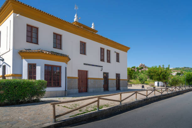 Former Olvera Station at Via Verde de la Sierra greenway - Olvera, Andalusia, Spain Olvera, Spain - May 13, 2019: Former Olvera Station at Via Verde de la Sierra greenway - Olvera, Andalusia, Spain via verde spain stock pictures, royalty-free photos & images