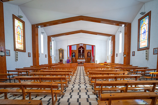 Olvera, Spain - May 11, 2019: La Victoria Church Interior - Olvera, Andalusia, Spain