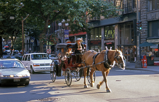 A phaeton driven by a woman  in Seattle in 1997.