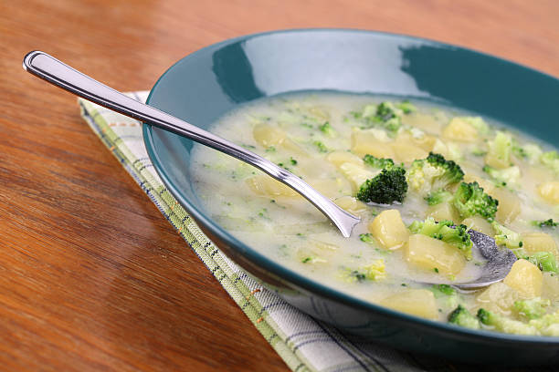 Broccoli soup with potatoes stock photo