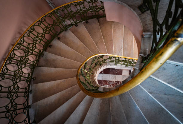 istock High angle view of a spiral staircase 1563353809
