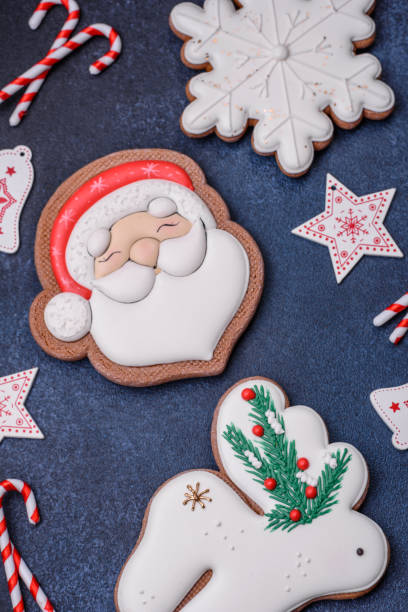 istock Beautiful festive Christmas gingerbread made by hand with decoration elements 1563360606