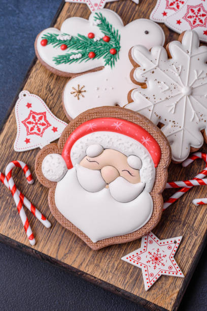istock Beautiful festive Christmas gingerbread made by hand with decoration elements 1563362174