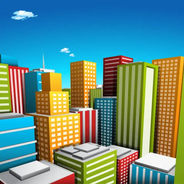 Vector illustration of Colorful cartoon city