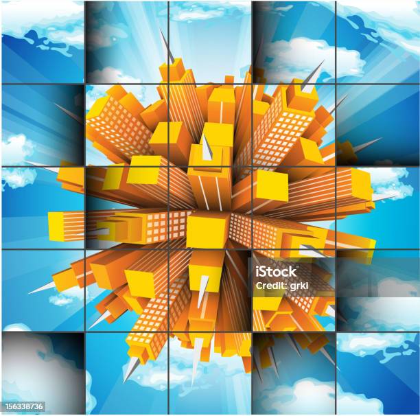 Abstract City Concept Stock Illustration - Download Image Now - Building Exterior, Looking Up, Sky