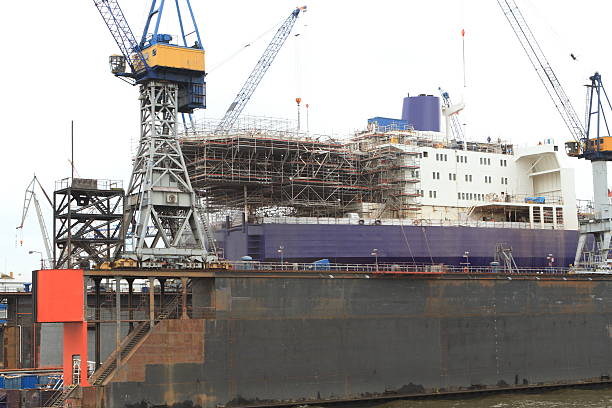 istock Large ship being built in Hamburg, Germany 156339191