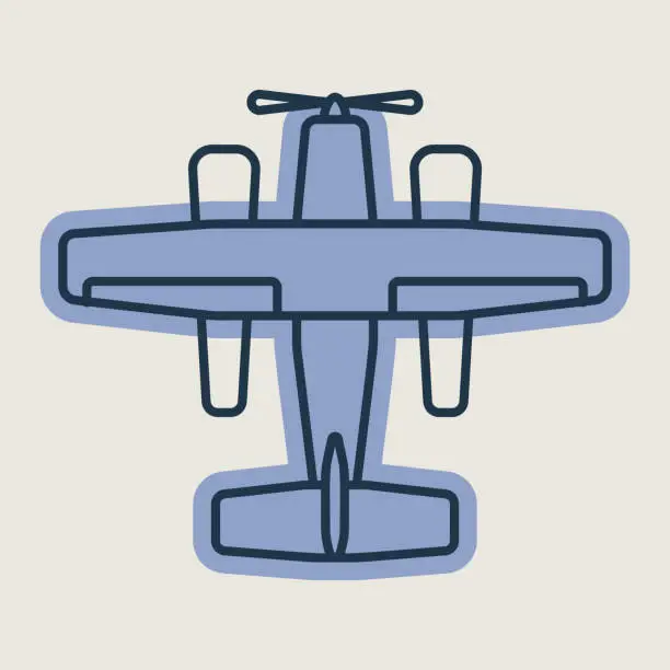 Vector illustration of Small amphibian seaplane, plane flat vector icon