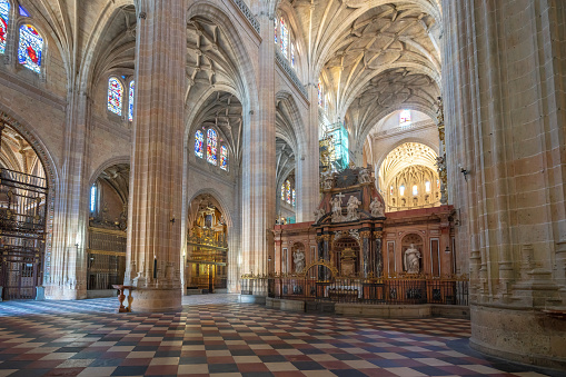 Segovia, Spain - Mar 14, 2019: Retrochoir at Segovia Cathedral - Segovia, Spain