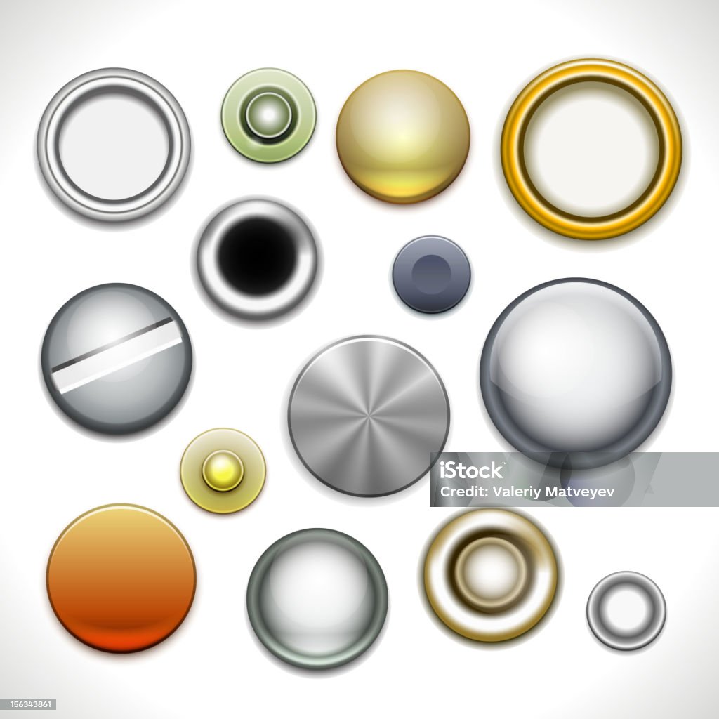 메탈 버튼 및 리벳 - 로열티 프리 갈색 벡터 아트