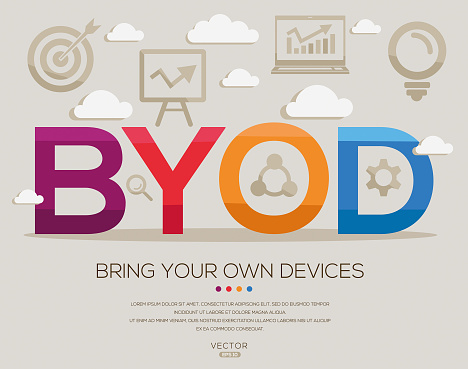 Byod _ Bring your own devices, letters and icons, and vector illustration.