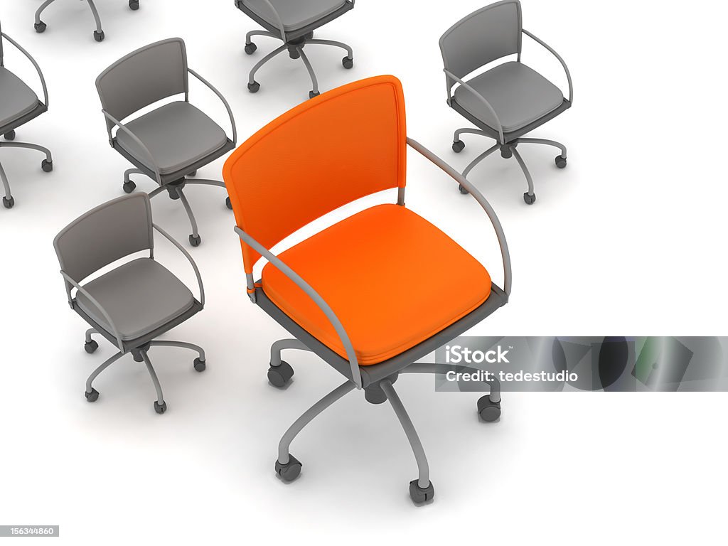 리더십 컨셉입니다-의자, 주황색, 회색 - 로열티 프리 0명 스톡 사진