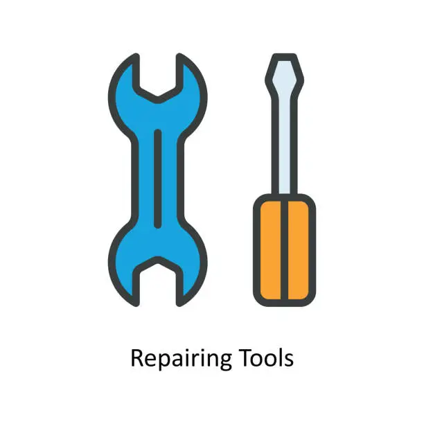 Vector illustration of Repairing Tools Vector   Fill outline Icon Design illustration. Kitchen and home  Symbol on White background EPS 10 File