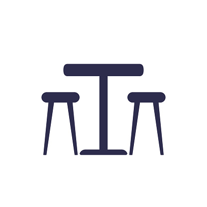 dining table with chairs icon, vector