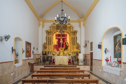 Zahara de la Sierra, Spain - May 4, 2019: Chapel of San Juan de Letran Interior - Zahara de la Sierra, Andalusia, Spain