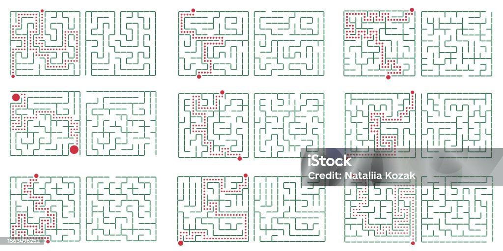 Maze Game Path Square Maze A Simple Logic Game With Labyrinths向量圖形及更多 ...