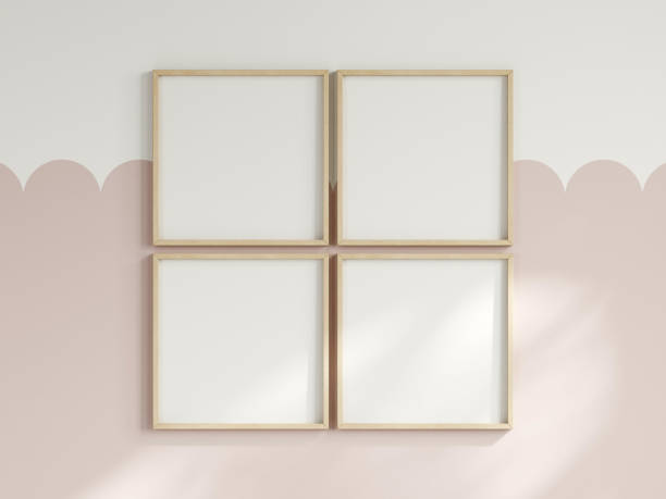 istock Frame mockup in cozy girl room interior, poster mockup, 3d render 1563504625