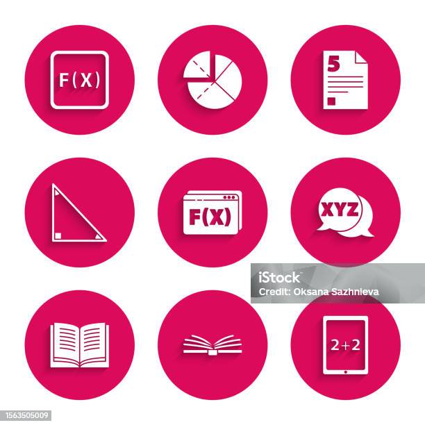 Set Function Mathematical Symbol Open Book Tablet With Calculator Xyz ...