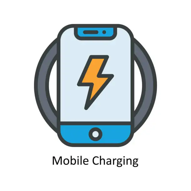 Vector illustration of Mobile Charging Vector  Fill outline Icon Design illustration. Nature and ecology Symbol on White background EPS 10 File