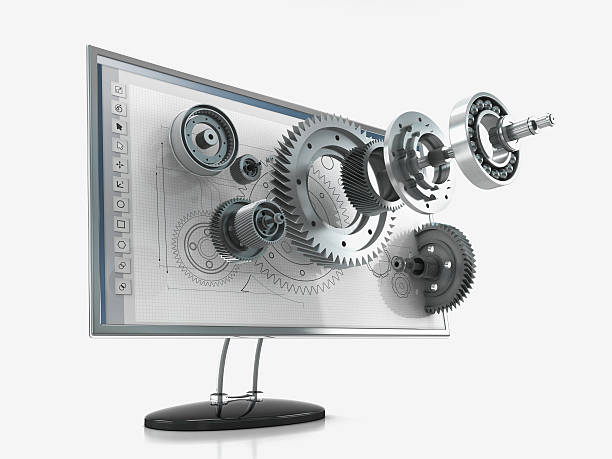 3D product visualization 3D industrial product design with CAD/CAM software. The interface and icons are my own design. Clipping path included. (Please note that clipping path will be available in the largest file size purchase) computer aided design stock pictures, royalty-free photos & images