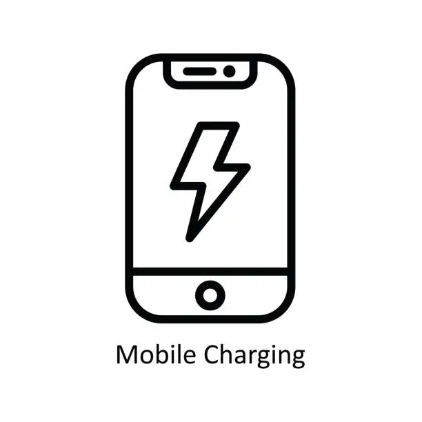 Vector illustration of Mobile Charging Vector   outline Icon Design illustration. Nature and ecology Symbol on White background EPS 10 File