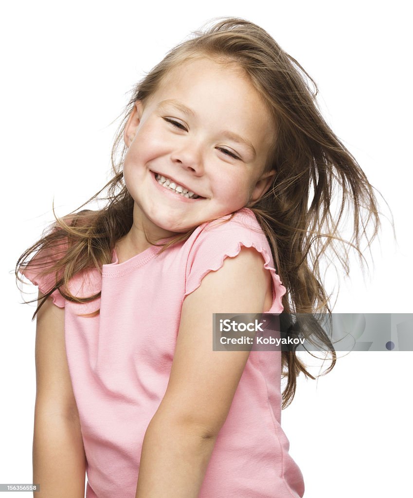 Portrait of a happy little girl Portrait of a happy little girl, isolated over white 4-5 Years Stock Photo