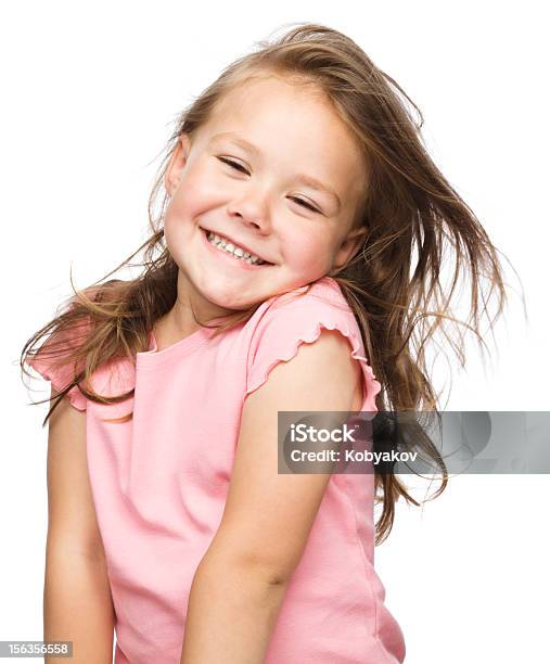 Portrait Of A Happy Little Girl Stock Photo - Download Image Now - 4-5 Years, Brown Hair, Carefree