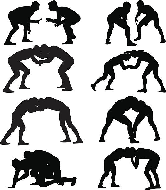 illustrazioni stock, clip art, cartoni animati e icone di tendenza di wrestling - wrestling sport conflict competition