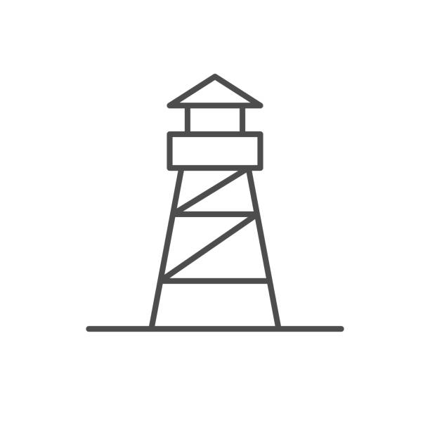 Modern watchtower line outline icon Modern watchtower line outline icon isolated on white. Vector illustration prison watch tower stock illustrations