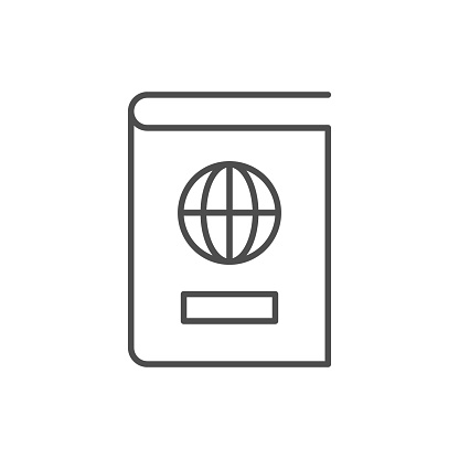 International passport line outline icon isolated on white. Vector illustration