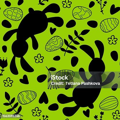 istock Cartoon Easter eggs seamless pattern for wrapping paper and fabrics and clothes print 1563596356