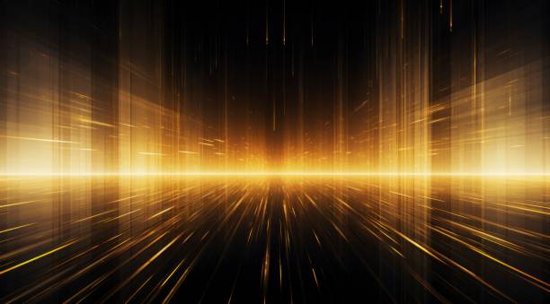 istock Gold horizontal lines, symmetrical composition, bioluminescence, Pure white background. 1563605383