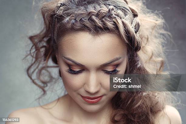 Pretty Woman With Curly Hair Stock Photo - Download Image Now - Adolescence, Adult, Adults Only