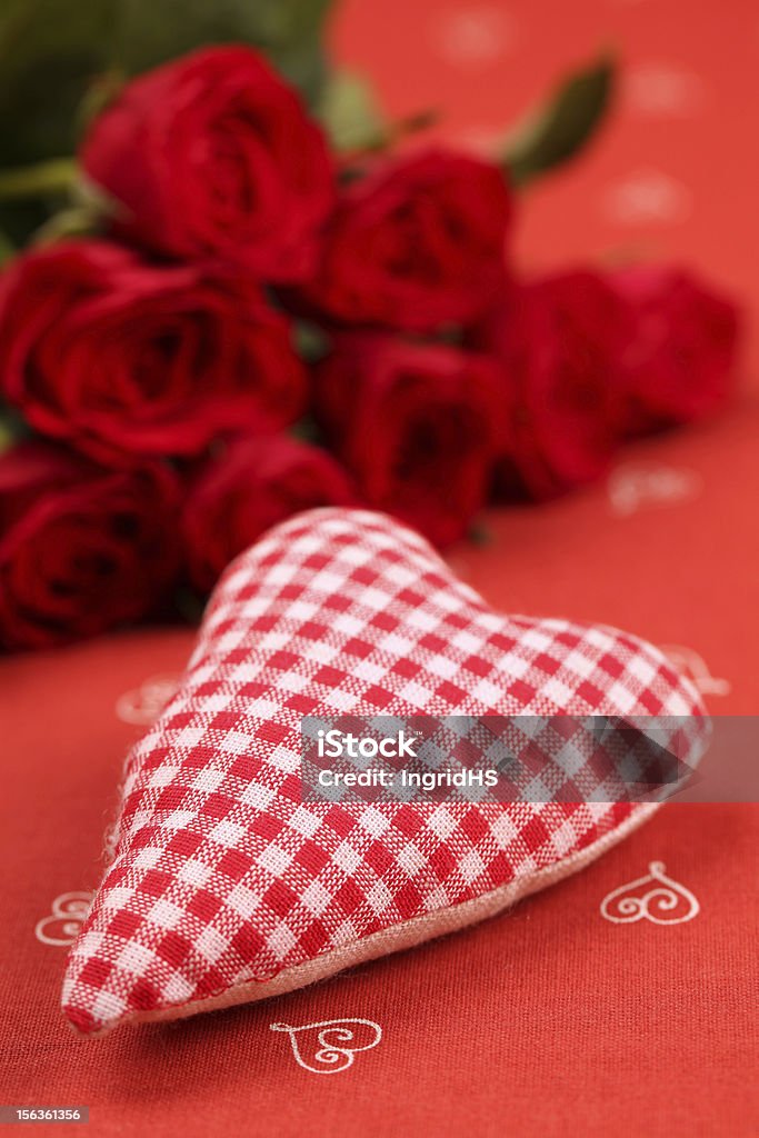 Tecido de coração e rosas geral aos quadrados - Royalty-free Amor Foto de stock