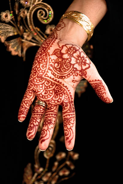 istock Beautiful Henna, Mehendi on the brides hand 156361889