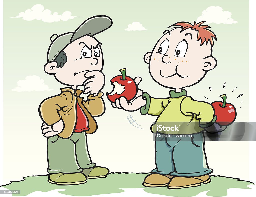 Garçons avec des pommes - clipart vectoriel de Aliment libre de droits