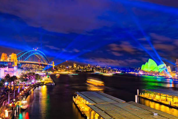 istock Sydney Vivid 23 Circular quay wharves blue 1563666268