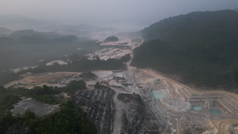 Aerial view of quarry in Ranong province, Thailand