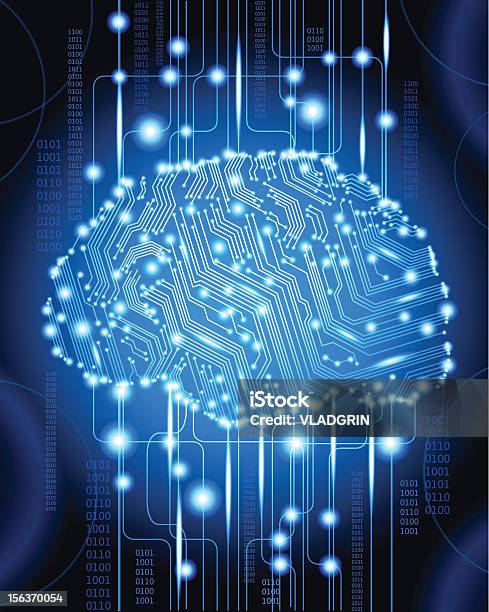 Cyborg Cervello - Immagini vettoriali stock e altre immagini di Neurone - Neurone, Recettore, A forma di stella