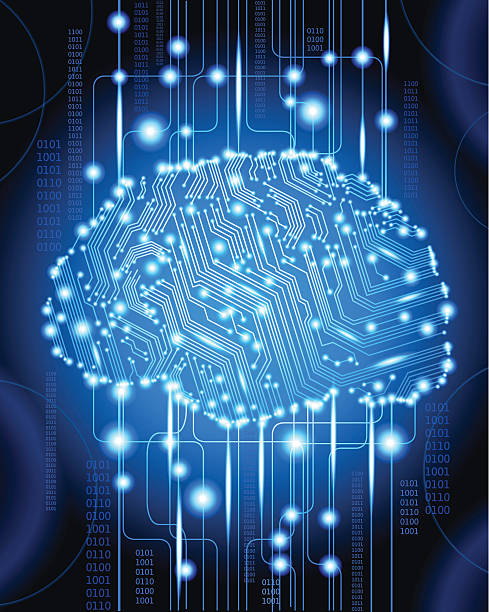 사이보그 뇌 - brain x ray image nerve cell intelligence stock illustrations