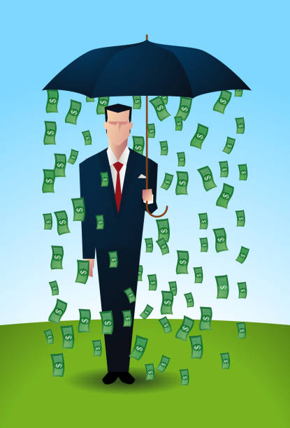 illustrazioni stock, clip art, cartoni animati e icone di tendenza di raining di denaro - profiting