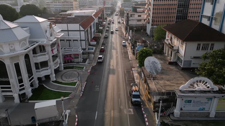 Aerial view of Phuket town street