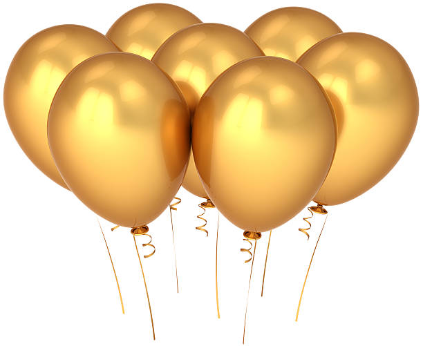 7 Golden Di Palloncini Compleanno Decorazione - Fotografie stock e