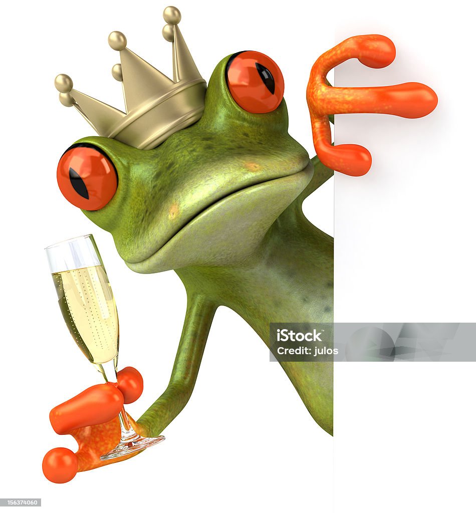 Grenouille et champagne - Photo de Grenouille libre de droits